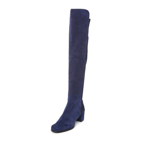 Stuart Weitzman NEW 5050 City Block Over the Knee Blue Suede Size 4.5 US 35 EU - Picture 2 of 10